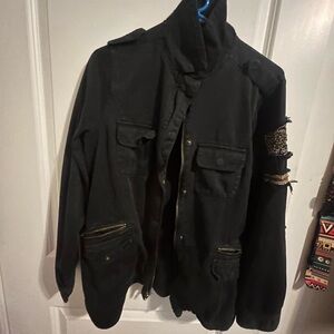 Torrid Black Military Jacket with Gold Accents